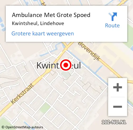 Locatie op kaart van de 112 melding: Ambulance Met Grote Spoed Naar Kwintsheul, Lindehove op 28 januari 2023 01:01