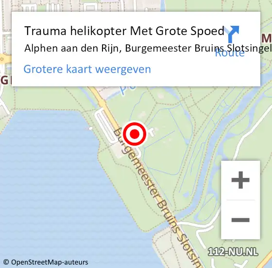 Locatie op kaart van de 112 melding: Trauma helikopter Met Grote Spoed Naar Alphen aan den Rijn, Burgemeester Bruins Slotsingel op 28 januari 2023 01:27