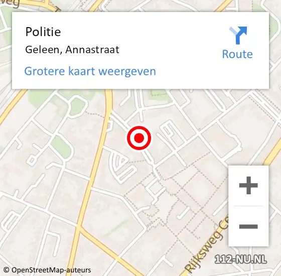 Locatie op kaart van de 112 melding: Politie Geleen, Annastraat op 28 januari 2023 01:42