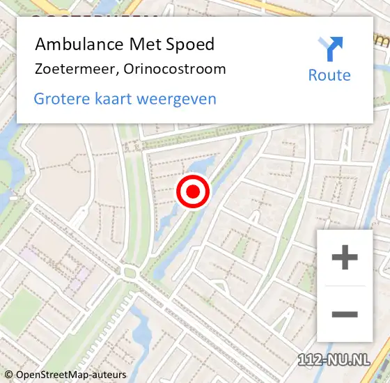 Locatie op kaart van de 112 melding: Ambulance Met Spoed Naar Zoetermeer, Orinocostroom op 28 januari 2023 01:55