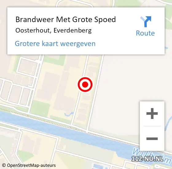 Locatie op kaart van de 112 melding: Brandweer Met Grote Spoed Naar Oosterhout, Everdenberg op 28 januari 2023 02:02