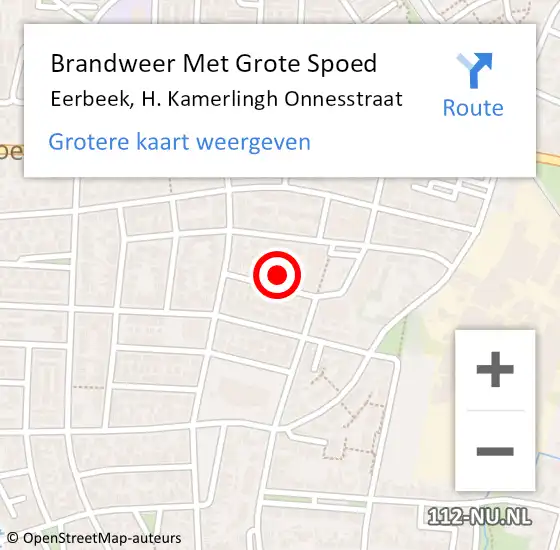 Locatie op kaart van de 112 melding: Brandweer Met Grote Spoed Naar Eerbeek, H. Kamerlingh Onnesstraat op 28 januari 2023 02:53