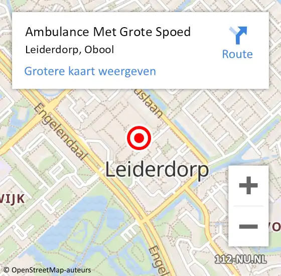 Locatie op kaart van de 112 melding: Ambulance Met Grote Spoed Naar Leiderdorp, Obool op 28 januari 2023 03:07
