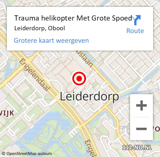 Locatie op kaart van de 112 melding: Trauma helikopter Met Grote Spoed Naar Leiderdorp, Obool op 28 januari 2023 03:21