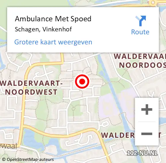 Locatie op kaart van de 112 melding: Ambulance Met Spoed Naar Schagen, Vinkenhof op 28 januari 2023 03:56