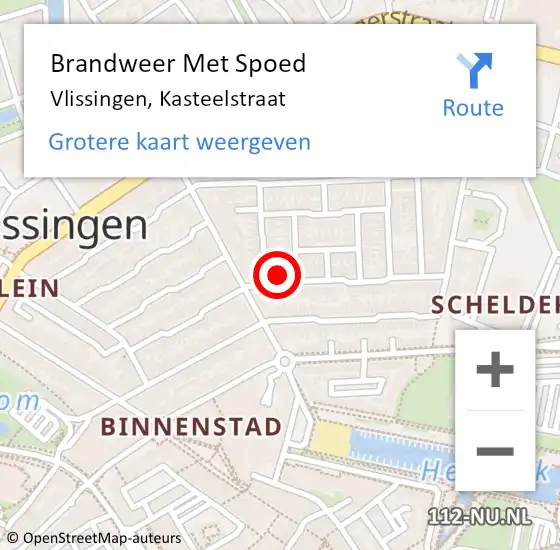 Locatie op kaart van de 112 melding: Brandweer Met Spoed Naar Vlissingen, Kasteelstraat op 28 januari 2023 04:05