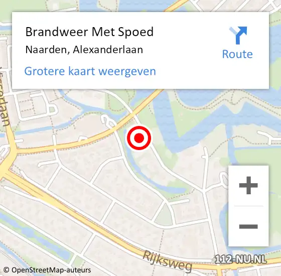 Locatie op kaart van de 112 melding: Brandweer Met Spoed Naar Naarden, Alexanderlaan op 28 januari 2023 04:27