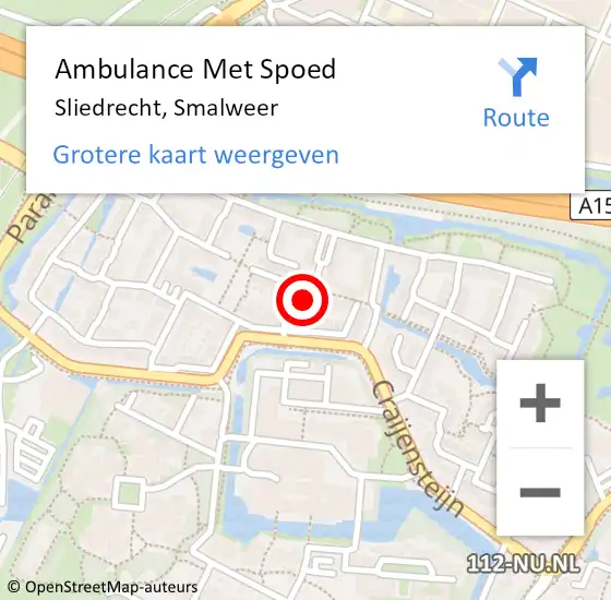 Locatie op kaart van de 112 melding: Ambulance Met Spoed Naar Sliedrecht, Smalweer op 28 januari 2023 05:49