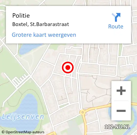 Locatie op kaart van de 112 melding: Politie Boxtel, St.Barbarastraat op 28 januari 2023 06:14