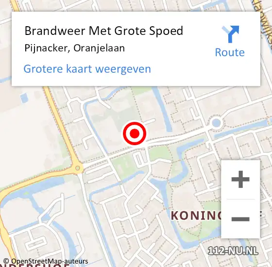 Locatie op kaart van de 112 melding: Brandweer Met Grote Spoed Naar Pijnacker, Oranjelaan op 28 januari 2023 06:17