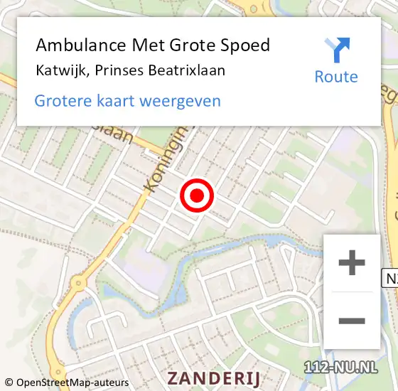 Locatie op kaart van de 112 melding: Ambulance Met Grote Spoed Naar Katwijk, Prinses Beatrixlaan op 28 januari 2023 06:19