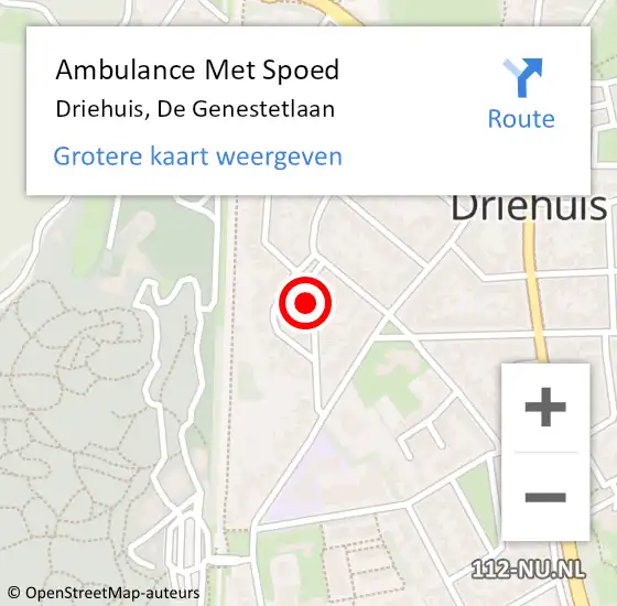 Locatie op kaart van de 112 melding: Ambulance Met Spoed Naar Driehuis, De Genestetlaan op 28 januari 2023 06:19