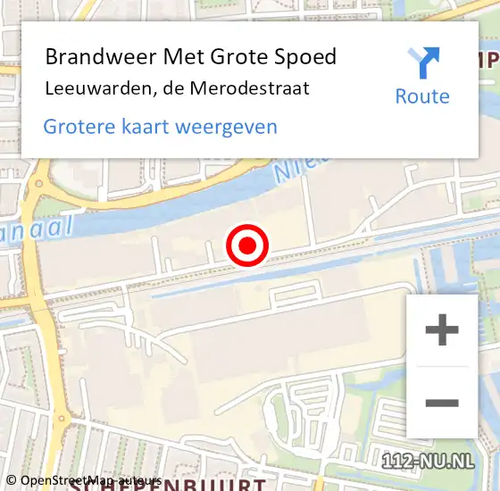 Locatie op kaart van de 112 melding: Brandweer Met Grote Spoed Naar Leeuwarden, de Merodestraat op 28 januari 2023 06:22
