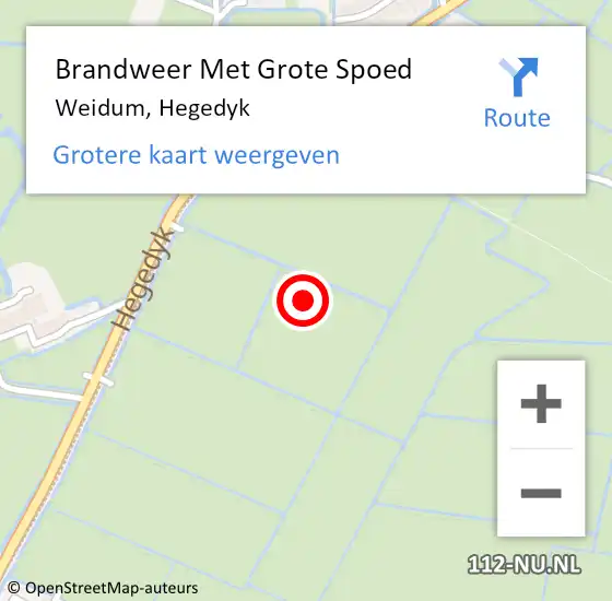 Locatie op kaart van de 112 melding: Brandweer Met Grote Spoed Naar Weidum, Hegedyk op 28 januari 2023 07:12