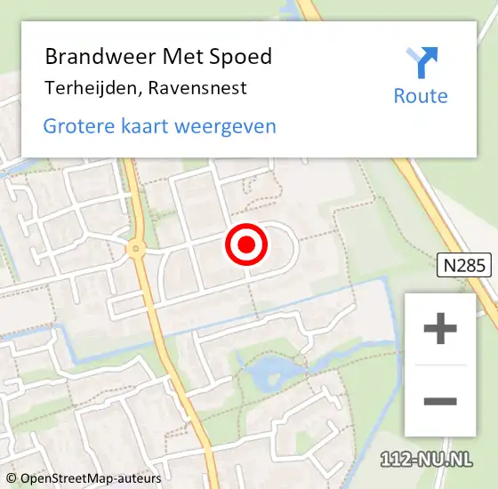 Locatie op kaart van de 112 melding: Brandweer Met Spoed Naar Terheijden, Ravensnest op 28 januari 2023 08:24