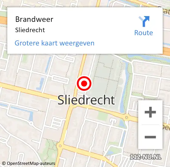 Locatie op kaart van de 112 melding: Brandweer Sliedrecht op 28 januari 2023 08:29