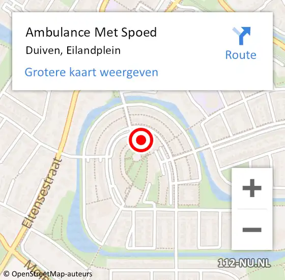 Locatie op kaart van de 112 melding: Ambulance Met Spoed Naar Duiven, Eilandplein op 28 januari 2023 08:44