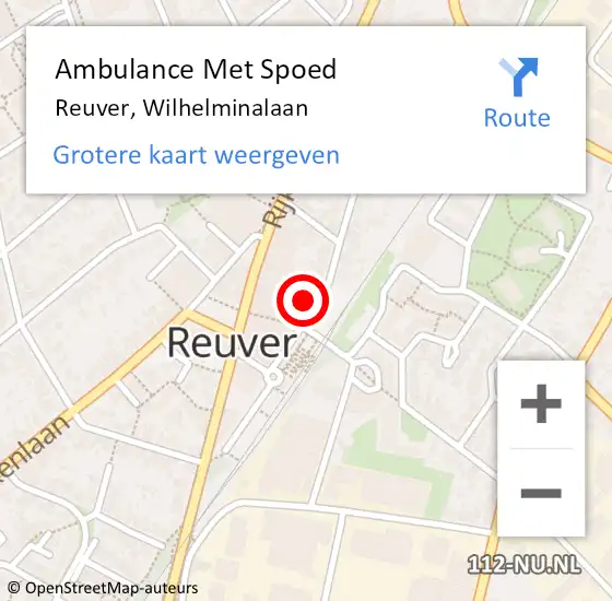 Locatie op kaart van de 112 melding: Ambulance Met Spoed Naar Reuver, Wilhelminalaan op 28 januari 2023 08:48