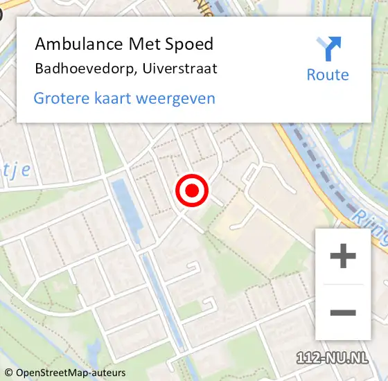 Locatie op kaart van de 112 melding: Ambulance Met Spoed Naar Badhoevedorp, Uiverstraat op 28 januari 2023 09:08