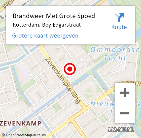 Locatie op kaart van de 112 melding: Brandweer Met Grote Spoed Naar Rotterdam, Boy Edgarstraat op 28 januari 2023 09:31