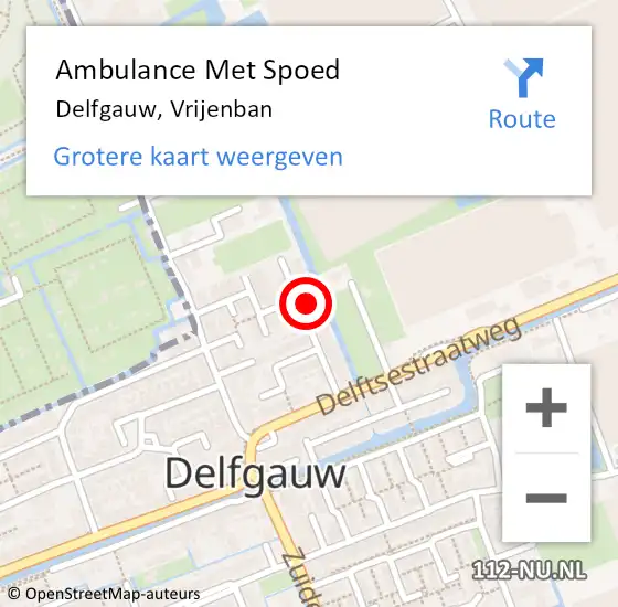 Locatie op kaart van de 112 melding: Ambulance Met Spoed Naar Delfgauw, Vrijenban op 28 januari 2023 09:35