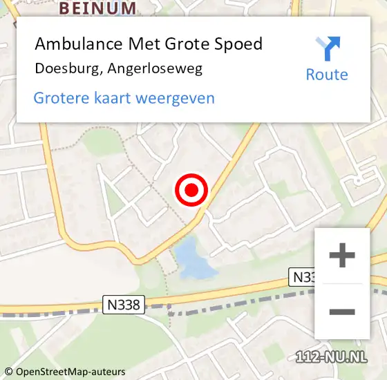 Locatie op kaart van de 112 melding: Ambulance Met Grote Spoed Naar Doesburg, Angerloseweg op 28 januari 2023 10:01