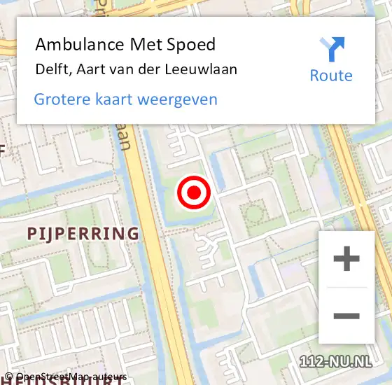 Locatie op kaart van de 112 melding: Ambulance Met Spoed Naar Delft, Aart van der Leeuwlaan op 28 januari 2023 10:19