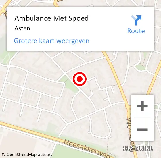 Locatie op kaart van de 112 melding: Ambulance Met Spoed Naar Asten op 28 januari 2023 10:21