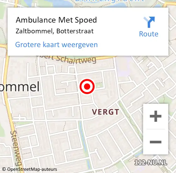 Locatie op kaart van de 112 melding: Ambulance Met Spoed Naar Zaltbommel, Botterstraat op 28 januari 2023 10:27