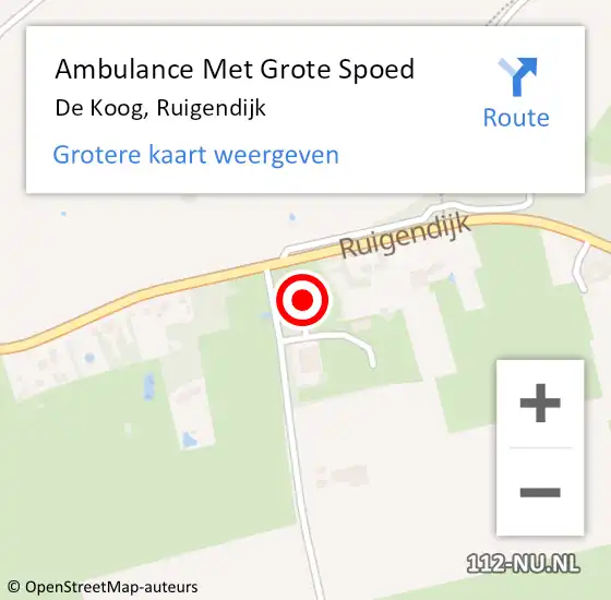 Locatie op kaart van de 112 melding: Ambulance Met Grote Spoed Naar De Koog, Ruigendijk op 28 januari 2023 10:52