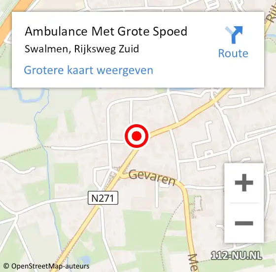 Locatie op kaart van de 112 melding: Ambulance Met Grote Spoed Naar Swalmen, Rijksweg Zuid op 28 januari 2023 11:09