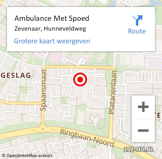 Locatie op kaart van de 112 melding: Ambulance Met Spoed Naar Zevenaar, Hunneveldweg op 28 januari 2023 11:11