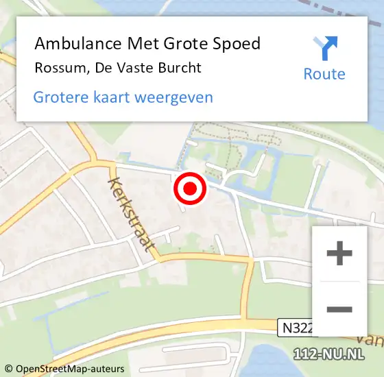 Locatie op kaart van de 112 melding: Ambulance Met Grote Spoed Naar Rossum, De Vaste Burcht op 28 januari 2023 11:14
