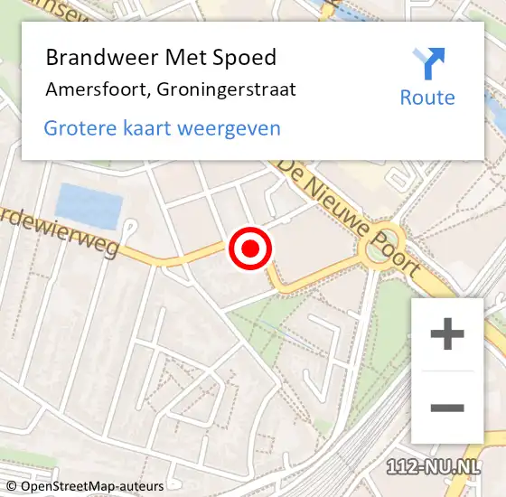 Locatie op kaart van de 112 melding: Brandweer Met Spoed Naar Amersfoort, Groningerstraat op 28 januari 2023 11:18