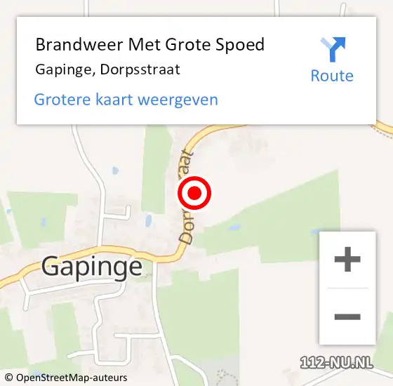 Locatie op kaart van de 112 melding: Brandweer Met Grote Spoed Naar Gapinge, Dorpsstraat op 28 januari 2023 11:20