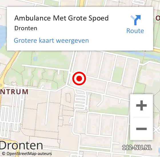 Locatie op kaart van de 112 melding: Ambulance Met Grote Spoed Naar Dronten op 28 januari 2023 11:26