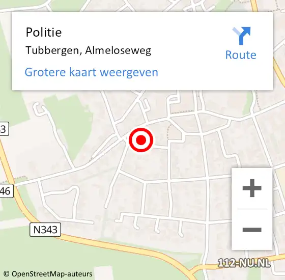 Locatie op kaart van de 112 melding: Politie Tubbergen, Almeloseweg op 28 januari 2023 11:34