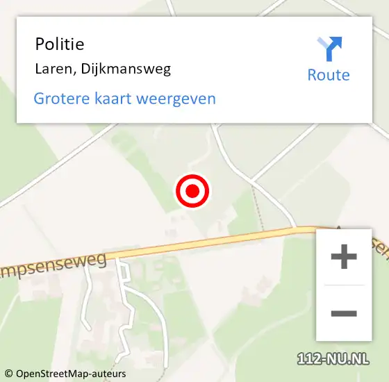Locatie op kaart van de 112 melding: Politie Laren, Dijkmansweg op 28 januari 2023 11:38