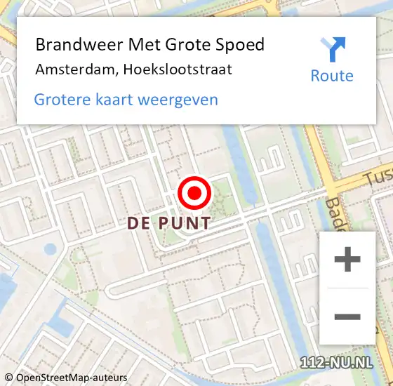 Locatie op kaart van de 112 melding: Brandweer Met Grote Spoed Naar Amsterdam, Hoekslootstraat op 28 januari 2023 11:46