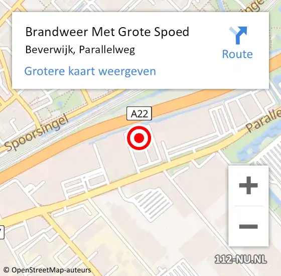 Locatie op kaart van de 112 melding: Brandweer Met Grote Spoed Naar Beverwijk, Parallelweg op 28 januari 2023 11:53