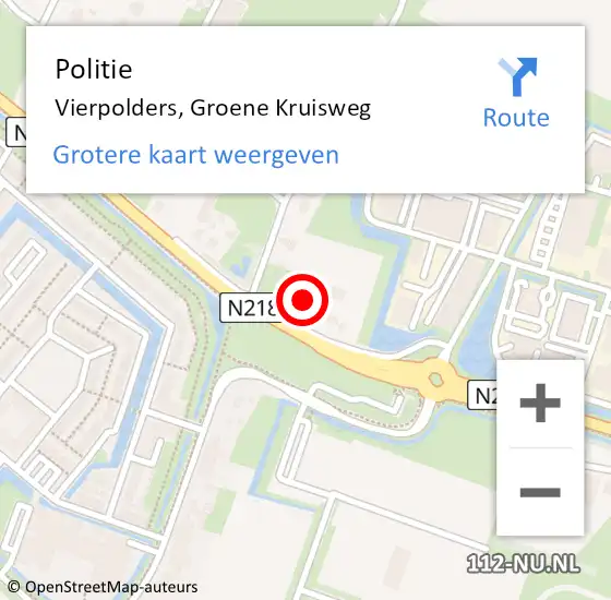 Locatie op kaart van de 112 melding: Politie Vierpolders, Groene Kruisweg op 28 januari 2023 11:58