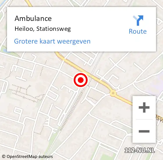 Locatie op kaart van de 112 melding: Ambulance Heiloo, Stationsweg op 28 januari 2023 12:09