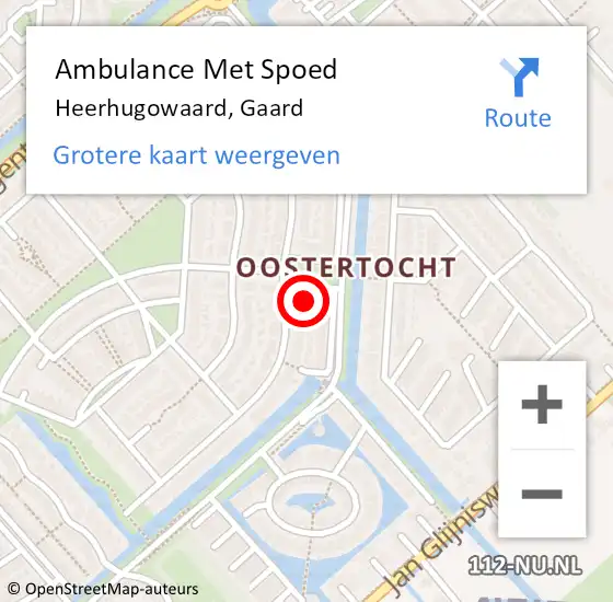 Locatie op kaart van de 112 melding: Ambulance Met Spoed Naar Heerhugowaard, Gaard op 28 januari 2023 12:10