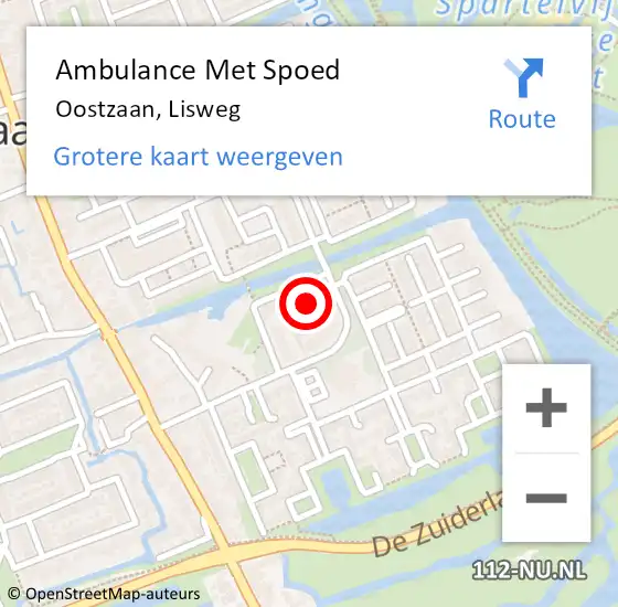 Locatie op kaart van de 112 melding: Ambulance Met Spoed Naar Oostzaan, Lisweg op 28 januari 2023 12:10