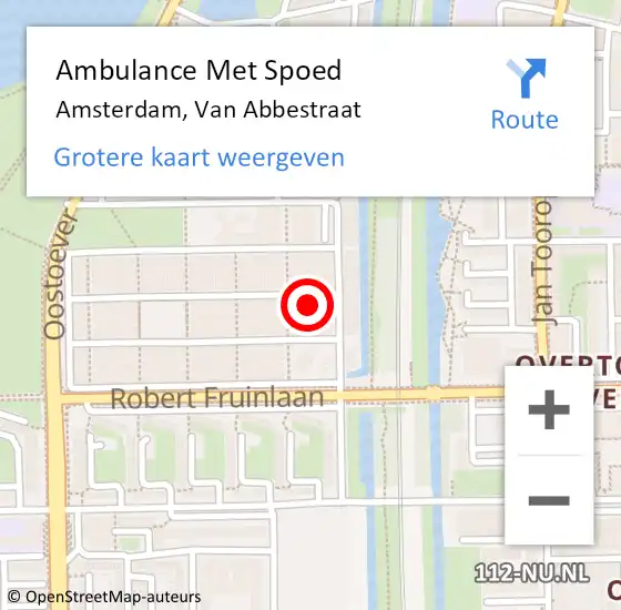 Locatie op kaart van de 112 melding: Ambulance Met Spoed Naar Amsterdam, Van Abbestraat op 28 januari 2023 12:11