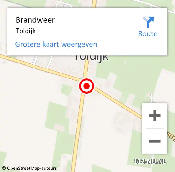 Locatie op kaart van de 112 melding: Brandweer Toldijk op 28 januari 2023 12:12