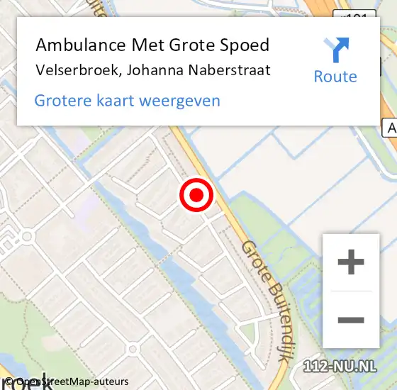 Locatie op kaart van de 112 melding: Ambulance Met Grote Spoed Naar Velserbroek, Johanna Naberstraat op 28 januari 2023 12:19