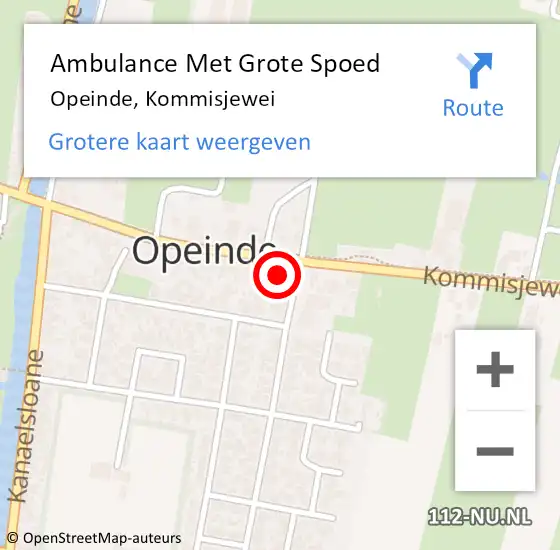 Locatie op kaart van de 112 melding: Ambulance Met Grote Spoed Naar Opeinde, Kommisjewei op 13 augustus 2014 17:46