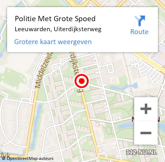 Locatie op kaart van de 112 melding: Politie Met Grote Spoed Naar Leeuwarden, Uiterdijksterweg op 28 januari 2023 12:47