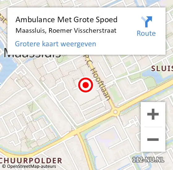 Locatie op kaart van de 112 melding: Ambulance Met Grote Spoed Naar Maassluis, Roemer Visscherstraat op 28 januari 2023 12:54